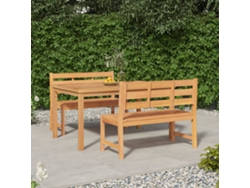 Juego de comedor de jardín de 3 piezas DKD Home Decor en madera maciza de teca