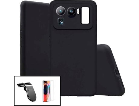 Kit Protector de Pantalla de Vidrio Templado + Carcasa + Soporte Magnético Xiaomi Mi 11 Ultra PHONECARE Silicona Negro