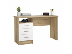 Mesa Escritorio De Estudio Segre Oak  Roble Patinado Y Blanco 121x49x73 Cm