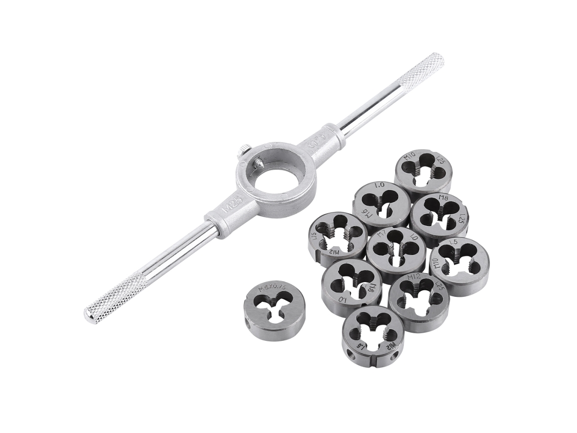 Juego De 11 Piezas De Herramientas Manuales Para Roscado, Llave Y Terrajas, Acero Para Rodamientos