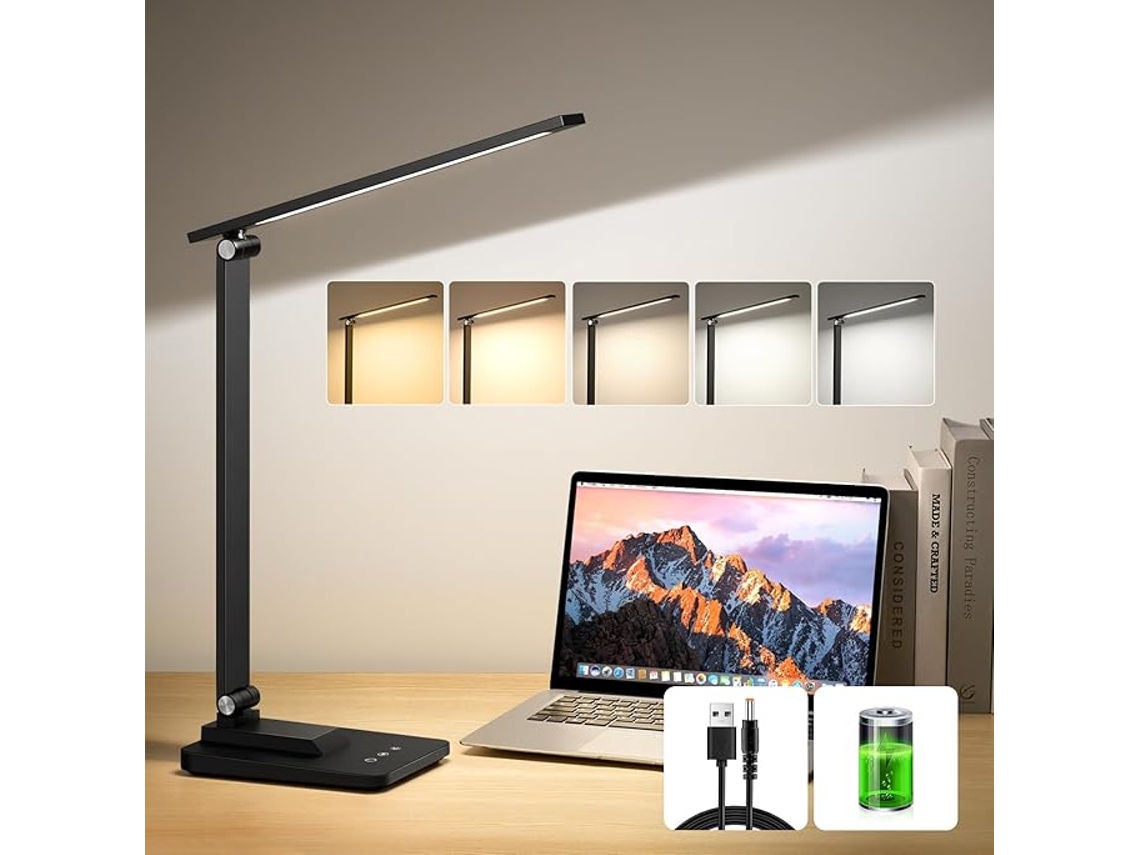Lâmpada de Mesa Led Sem Fio Proteção Ocular Dobrável 10.000 Mah + 5 Cores Regulação de Intensidade ZYBLSSBB