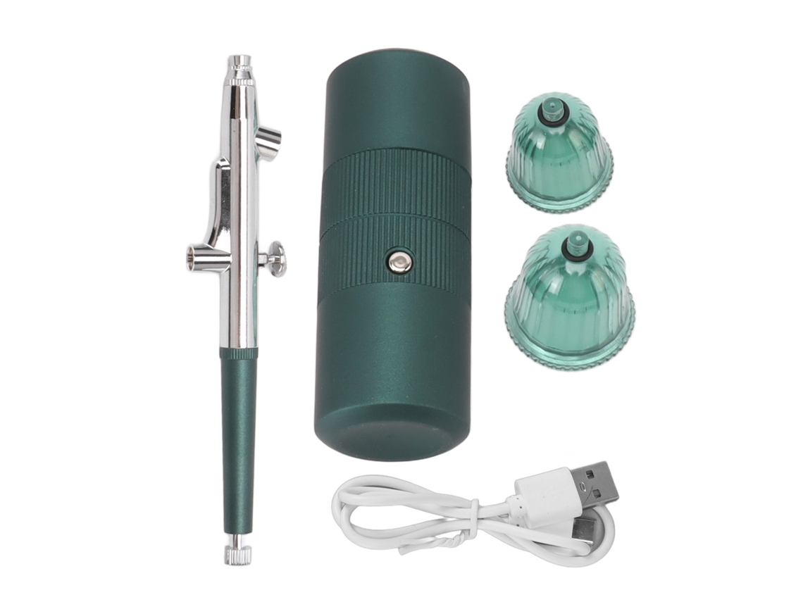Aerosol Facial Neumático Portátil De Oxígeno Nano Mister Maquillaje Aerógrafo Verde Esmeralda