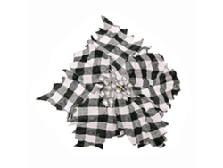 Accesorio decorativo de material a cuadros con flores navideñas artificiales