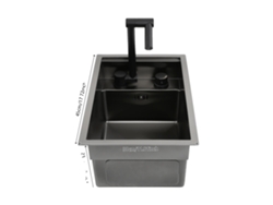 Fregadero de cocina de acero inoxidable de un solo seno, color negro OEM