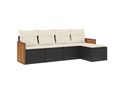 Maison Exclusive - Set De Muebles De Jardín 5 Pzas Y Cojines Ratán Sintético Negro