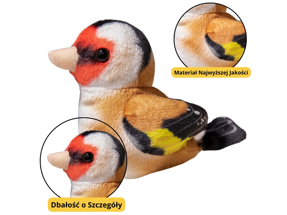 Pequeño pájaro de peluche herrerillo común jilguero 10 cm B.active