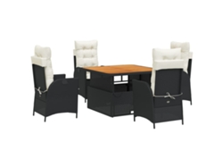 Maison Exclusive - Set De Muebles Jardín 5 Pzas Con Cojines Ratán Sintético Negro