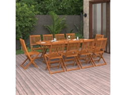 Juego de comedor de jardín de 11 piezas, 220 x 90 x 75 cm, madera maciza de acacia, DKD Home Decor