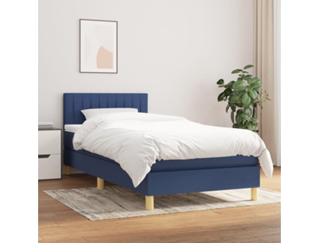 Cama con somier VIDAXL (Azul - Tela - 203 x 90 x 88 cm)