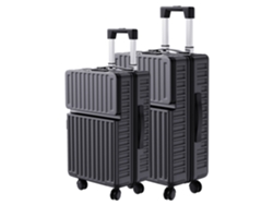 Juego De 2 Maletas Abs, 20 Y 24 Pulgadas, Ligeras Con Candado Tsa, Ruedas 360° Silenciosas, Ideal Para Viaje En Avión,negro