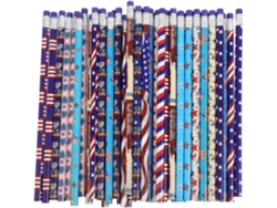 Juego De 48 Lápices De Madera Con Temática Del Día De La Independencia De Estados Unidos Y Diseño De La Bandera Estadounidense.