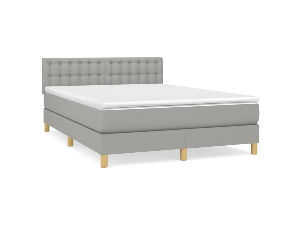 Maison Exclusive - Cama Box Spring Con Colchón Tela Gris Claro 140x190 Cm
