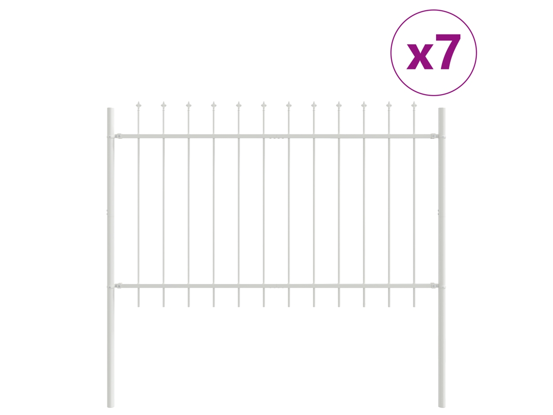 Valla metálica para exterior Vidaxl de 7 paneles, color blanco (170 x 3,4 x 130 cm)