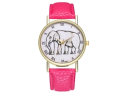 Reloj De Pulsera Para Parejas Zhoulianfa, Correa De Pu, Esfera Redonda, Cuarzo, Rosa Rojo