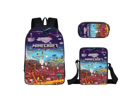 KOHREE Mochila escolar para estudiantes de Minecraft, juego de tres piezas