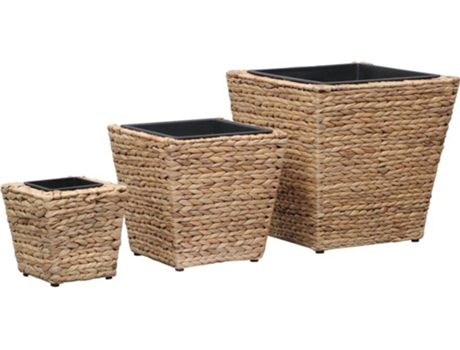 Conjunto 3 Jardinera VIDAXL Marrón Jacinto de agua (40 x 40 x 40 cm)