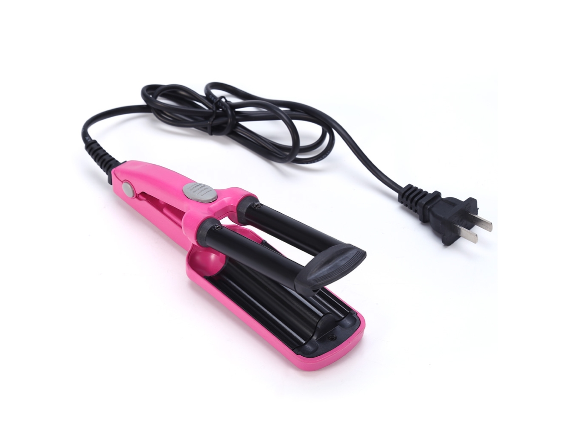Mini Arruador Elétrico De Cabelo Com Três Barris Chapinha De Cabelo Ferramenta De Estilo (vermelho Rosa)