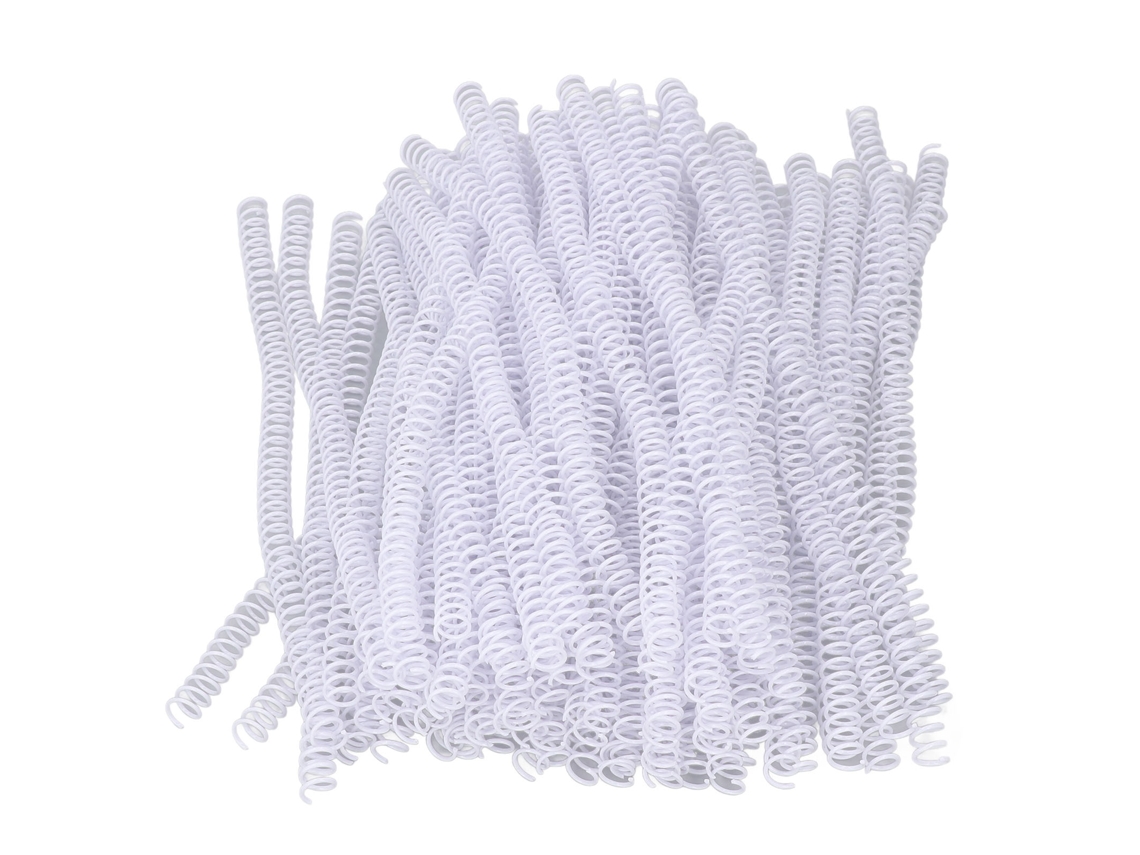 100 Rollos De Espiral De Plástico Para Encuadernación, 9,5 Mm, 48 Dientes, Capacidad Para 75 Hojas A4, Color Blanco.