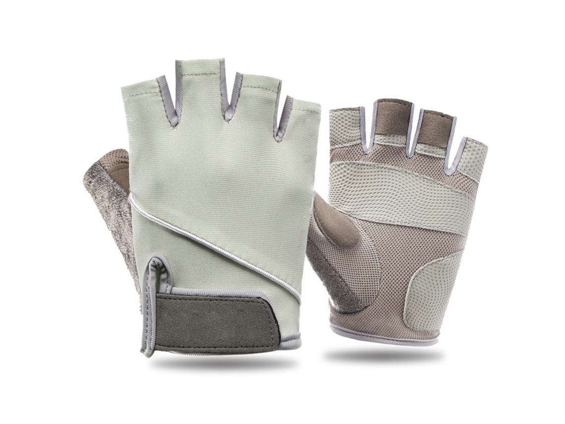 Guantes de levantamiento de pesas para hombres y mujeres, negros y grises, transpirables, con dedos abiertos, para ejercicio.
