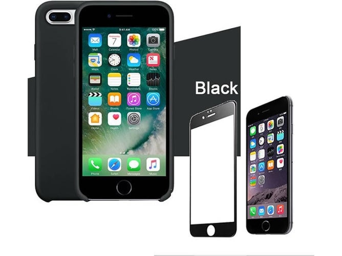Kit Funda y Protector Cristal 5D iPhone 7 Plus, 8 Plus SlimShield Negro