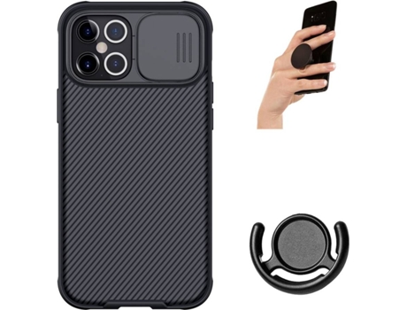 Carcasa + Soporte + Popsocket iPhone 12 Camshield Nillkin (Negro)