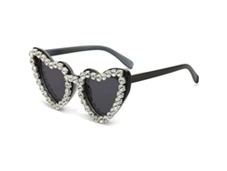 Gafas De Sol Para Mujer Con Forma De Corazón, Diamantes Brillantes, Diseño Moderno Y Lentes Polarizadas (montura Negra).