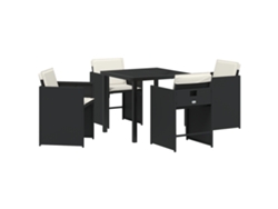 Conjunto 5 De Comedor De Jardín De Vidaxl Con Cojines De Poliratán Negro