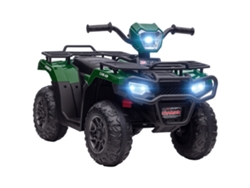Quad Eléctrico Infantil 12v 2 Motores Faros Música 88x45x50 Verde