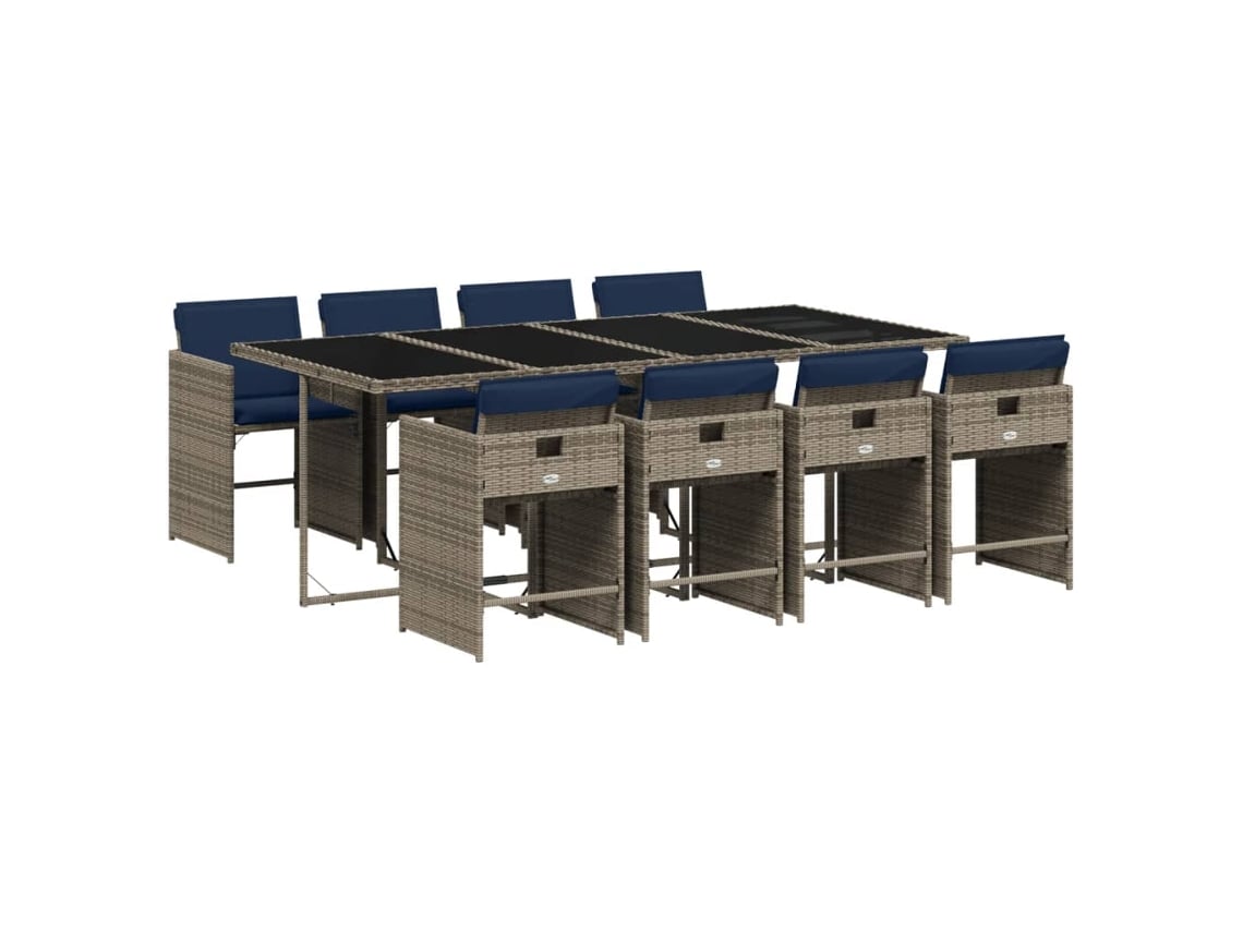 Maison Exclusive - Conjunto De Comedor De Jardín De 9 Piezas Con Cojines, Poliratán Gris