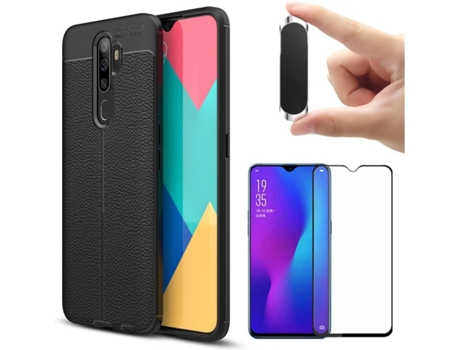 Carcasa, Protector y Soporte Oppo A9 2020 Rugged Leather Negro