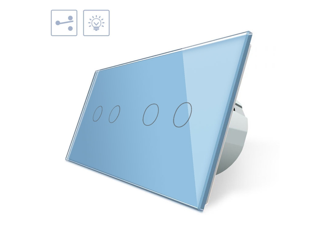 Conmutador Táctil, 4 Botones, Frontal Azul