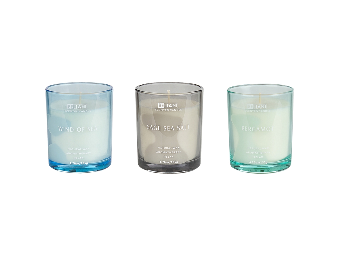 Conjunto de 3 velas aromáticas BELIANI Sheer joy de Cera de soja Verde 7x8x8