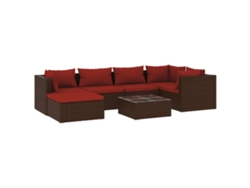 Conjunto 7 muebles de jardín VIDAXL y cojines ratán sintético marrón