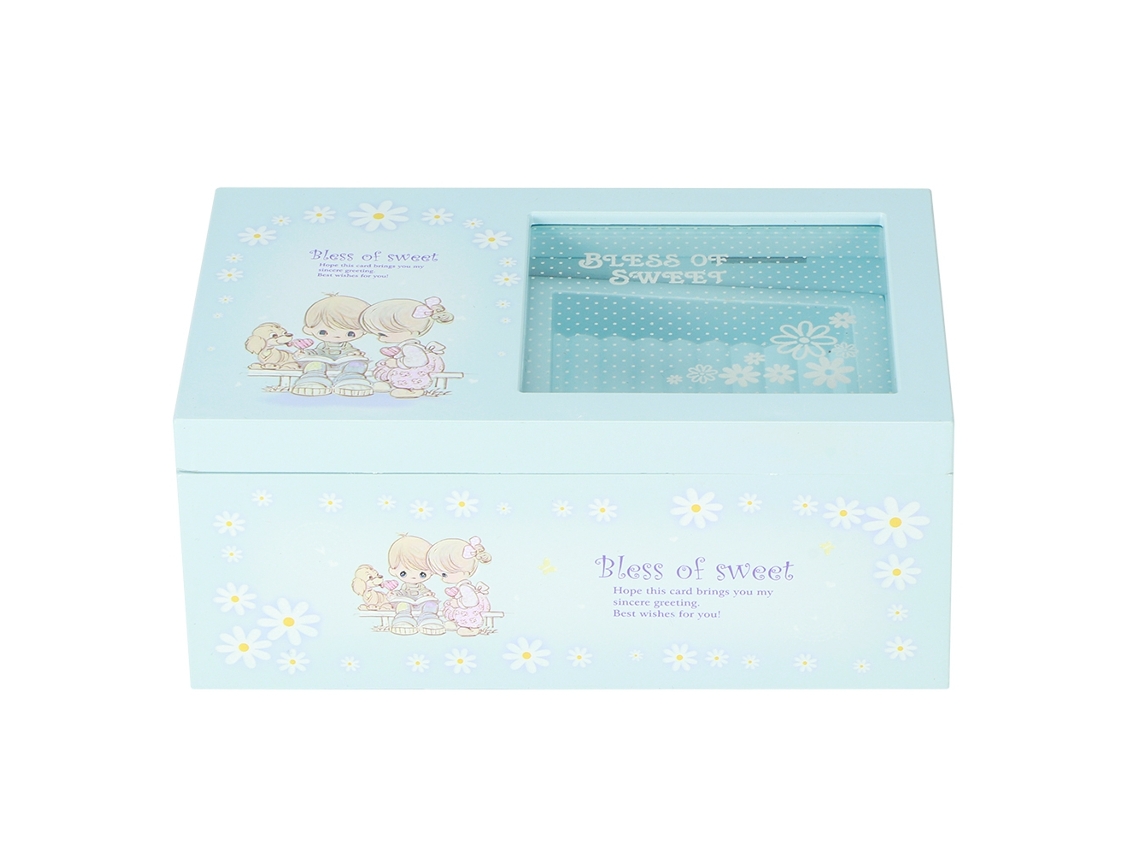 Caja de espejo musical Baok con figura giratoria para joyas, regalo de cumpleaños para niñas, azul