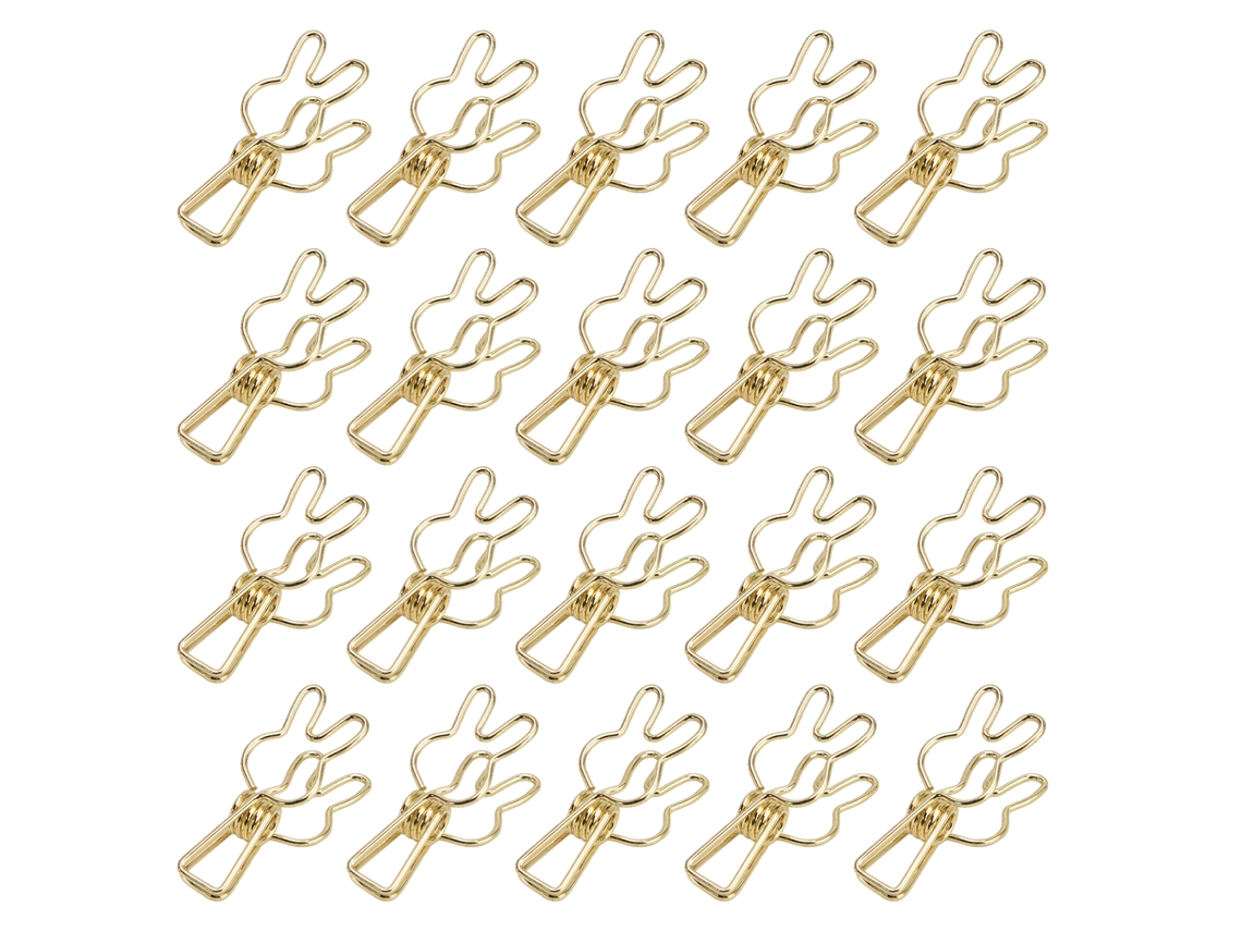 20 Pinzas Metálicas Huecas Multiusos Para Papel, De Acero Resistente, Color Plata, 3,3 X 1,2 Cm.