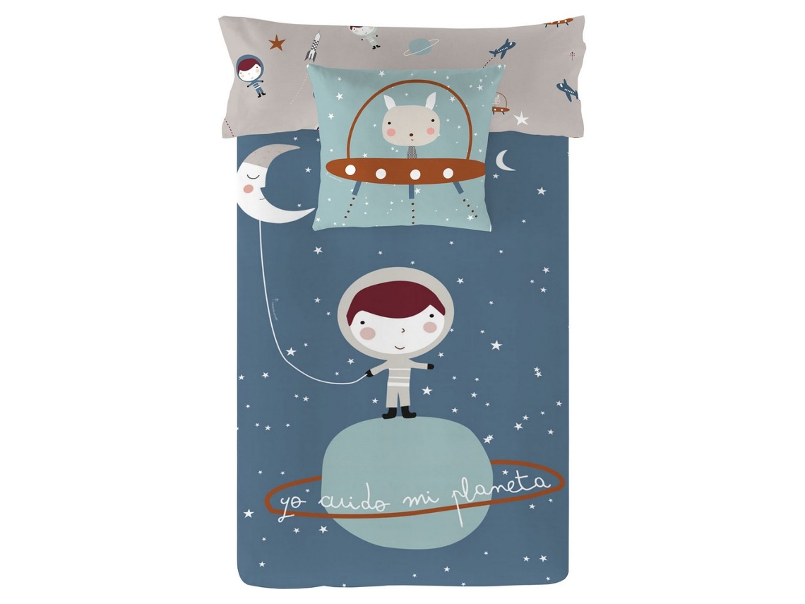 Funda de Edredón HACIENDO EL INDIO Planet Reversible (Algodón - 150 x 220 cm)