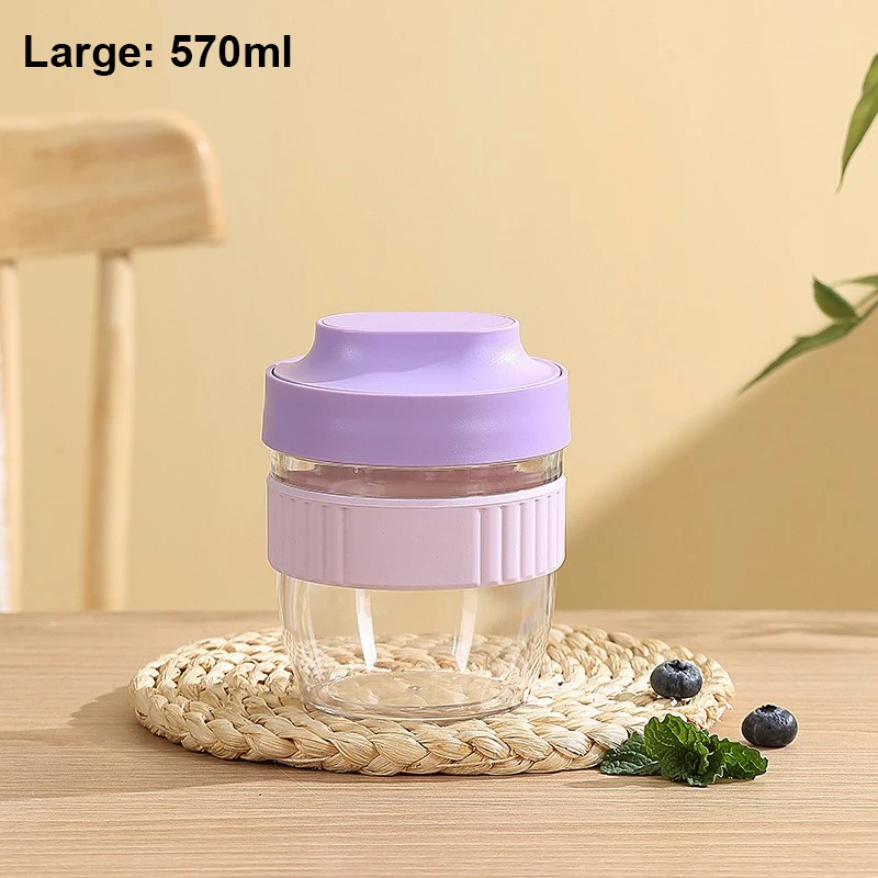 Vaso portátil de desayuno de 480/570 ml para avena, cereales, yogur y ensalada, con cuchara y recipiente, morado, Viewleaf