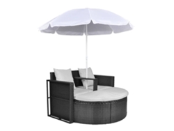 Maison Exclusive - Cama De Jardín Con Sombrilla Ratán Sintético Negro