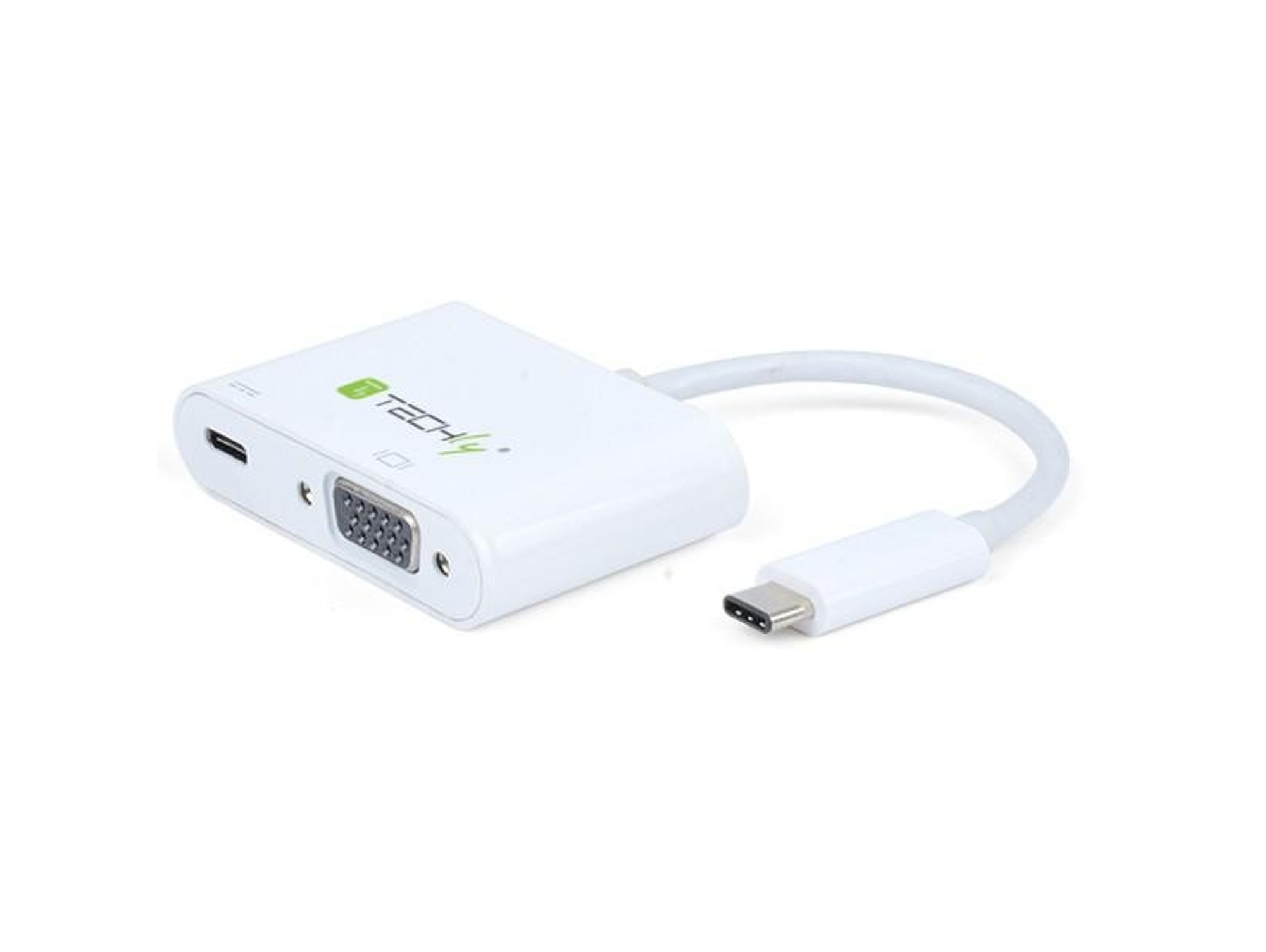 Adaptador TECHLY (USB-C - VGA y USB-C - Blanco)