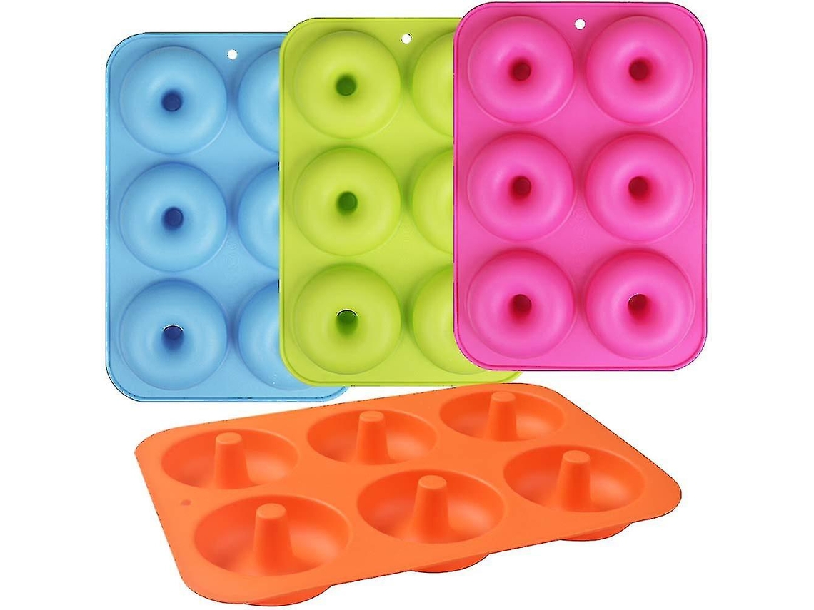 Molde De Silicona Para Donuts, 6 Cavidades Antiadherente, Lote De 4 Para Donuts, Rosquillas Y Pasteles