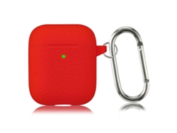 GIECY Funda protectora de silicona con textura de lichi de color sólido con diseño simple y gancho para auriculares AirPods 1/2.