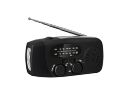 Radio solar portátil de emergencia con manivela, AM FM WB, 2000 mAh, batería externa recargable, color negro (para cargar celular)