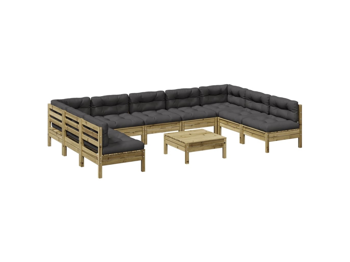 Conjunto 10 de sofás jardín VIDAXL con cojines madera pino impregnada