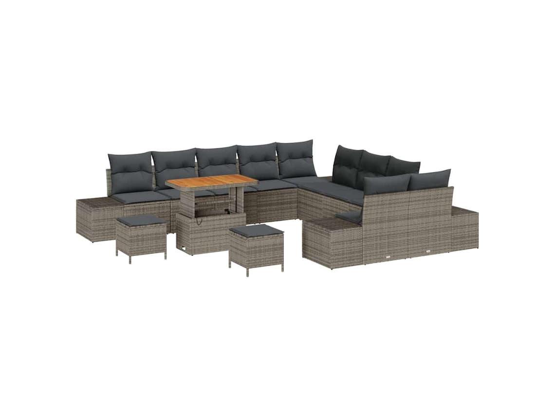 Maison Exclusive - Conjunto De Sofás De Jardín Con Cojín 13 Pcs Gris Poliratán
