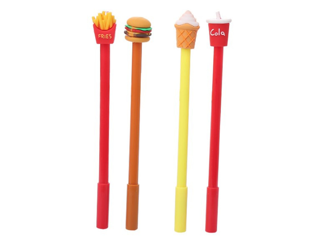 60 Lápices De Gel Infantiles Con Diseño De Comida Rápida: Papas Fritas, Coca-cola, Hamburguesa, Helado - 0.5mm, No Tóxico