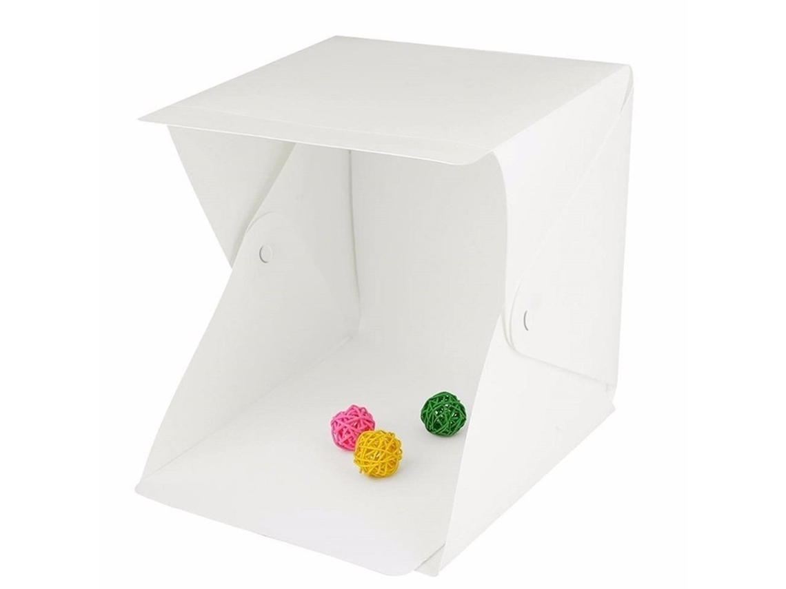 Mini Estudio Fotográfico Portátil De Goeik Con Iluminación Led Y 2 Fondos Extraíbles 24X23X22Cm