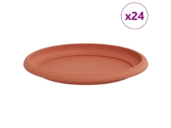 Bandeja redonda para flores, 24 unidades, color rojo ladrillo, Ø 14 x 2 cm, VIDAXL