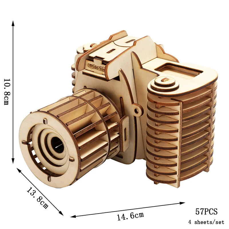 (cámara) Rompecabezas 3d De Madera, Modelo De Bricolaje Para Armar Un Electrodoméstico Retro
