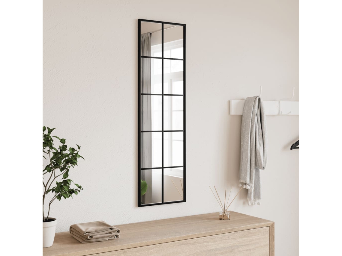 Espejo de pared rectangular de hierro negro de 30 x 100 cm, DKD HOME DECOR