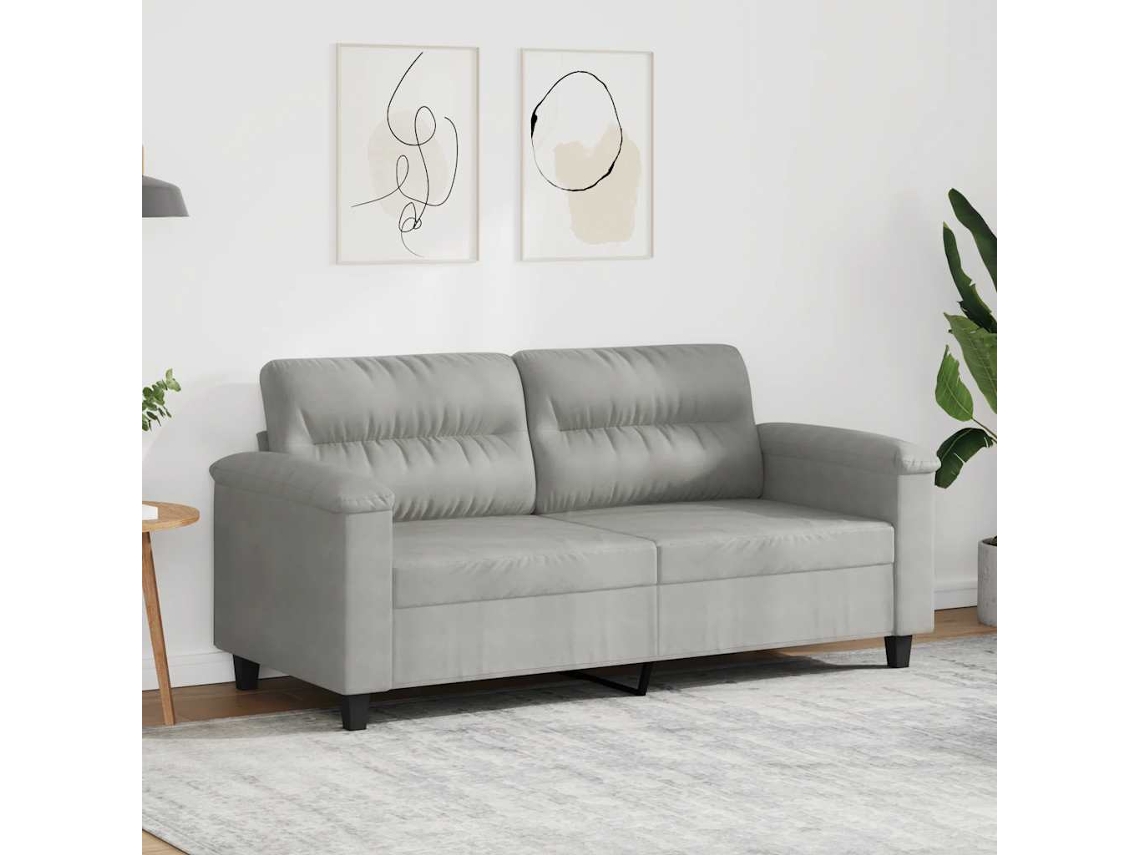 Sofá De 2 Plazas | Sofá De Salón | Sofá De Descanso De Tela De Microfibra Gris Claro 140 Cm